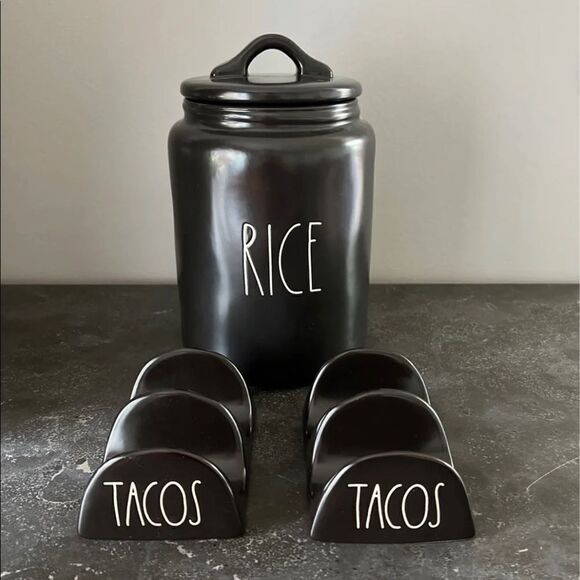 Rae Dunn Black Rice + Tacos Set - Picture 1 of 4